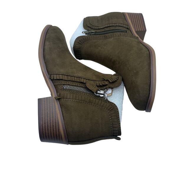 Stitch Fix MIA Olive Green Booties Suede Ankle Boots SZ 6W Western Stitch Wide - Picture 6 of 6